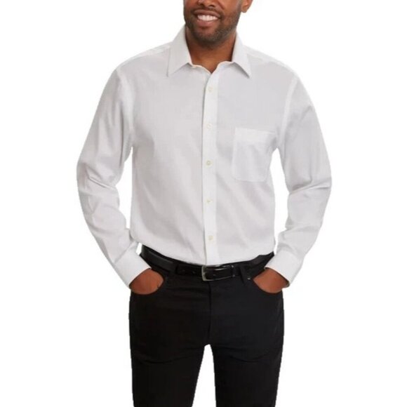 NEW Kirkland Signature Men's 16.5x34 White Tailored Fit Dress Shirt - Picture 1 of 9